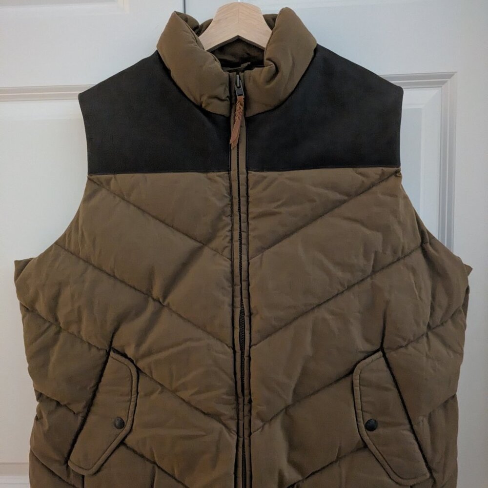 Filson Women's Down Vest XXL NWOT Calfskin Leather Overlay | 650-Fill Goose Down